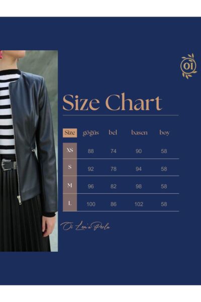 Kadın Siyah İki Cepli Deri Kısa Ceket Siyah