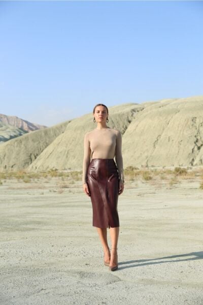 Bordo Deri Kalem Etek