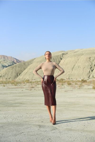 Bordo Deri Kalem Etek