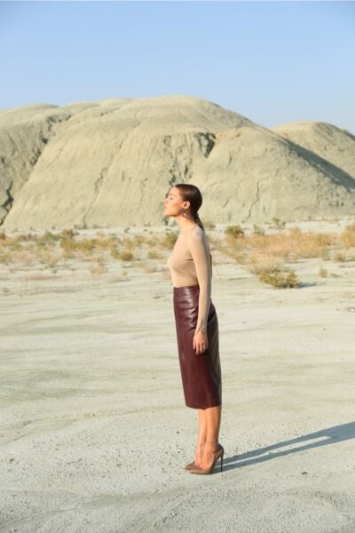 Bordo Deri Kalem Etek