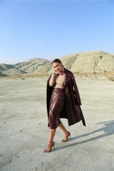 Bordo Deri Kalem Etek