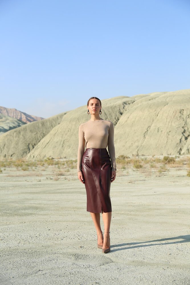 Bordo Deri Kalem Etek