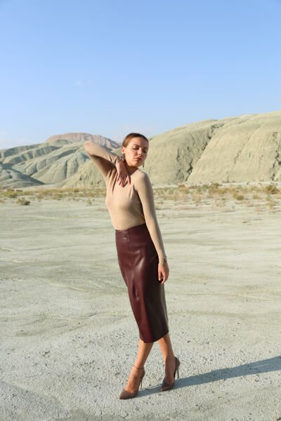 Bordo Deri Kalem Etek