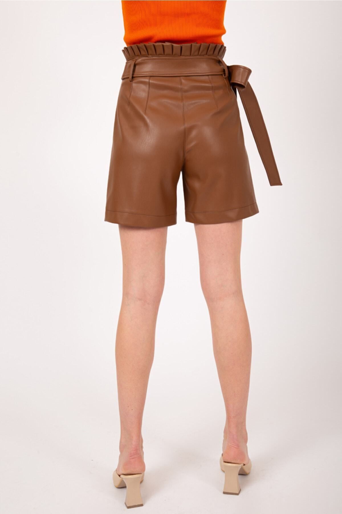 Deri Şort Taba - 38