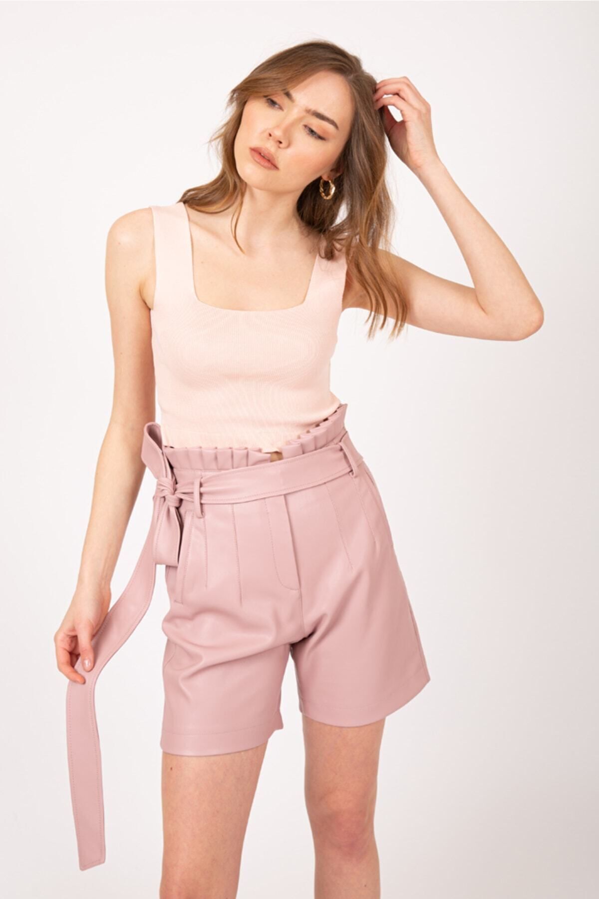 Deri Şort lila - 38