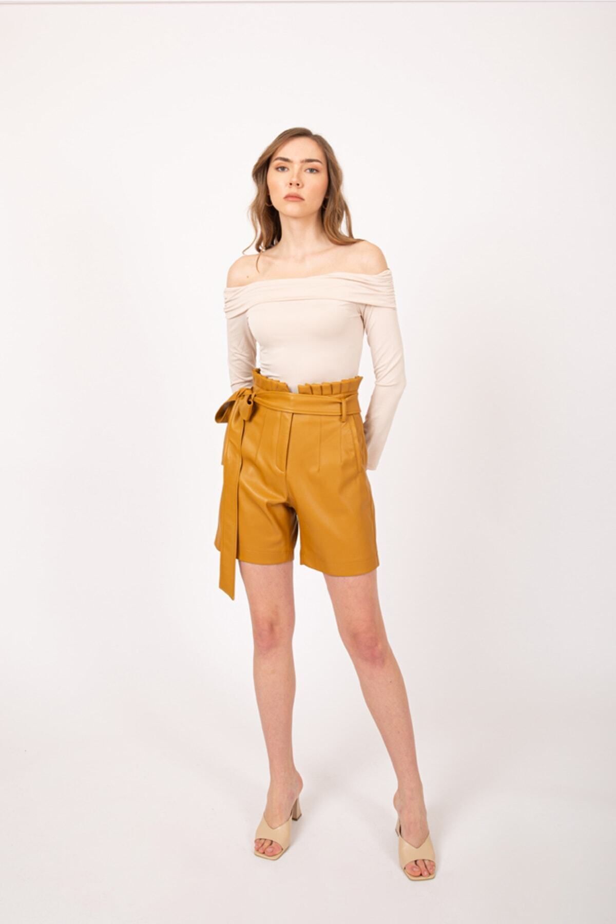Deri Şort Turuncu - 38