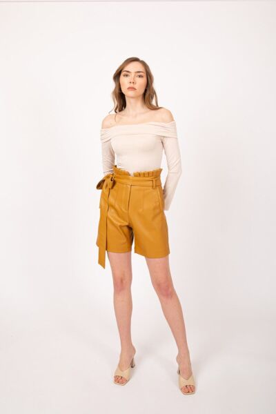 Deri Şort Turuncu - 38