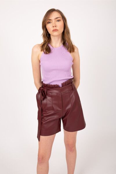 Deri Şort 38 - Bordo