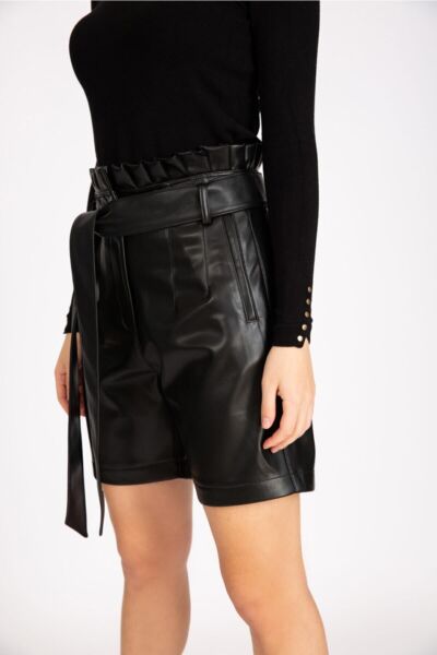 Deri Şort Siyah - 40