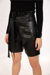 Deri Şort Siyah - 36