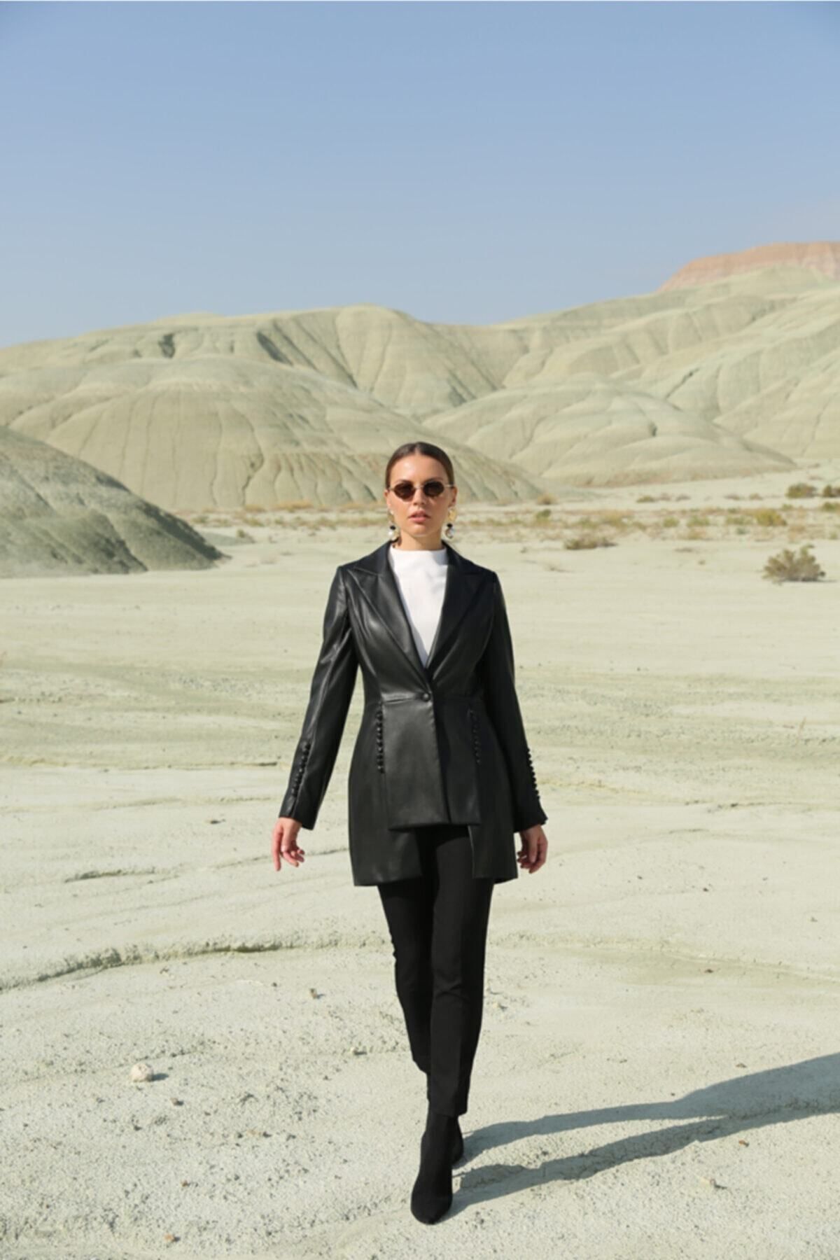 Deri Asimetrik Ceket