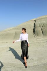 Kadın  Deri Volanlı Etek