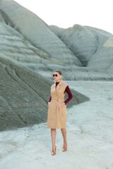 Kadın Taba Kolsuz Trençkot Taba - 40