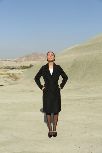 Kadın Siyah Kumaş Trençkot