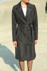 Kadın Siyah Kumaş Trençkot