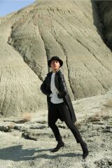 Deri Düğme Detaylı Trençkot