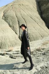 Deri Düğme Detaylı Trençkot Siyah - 38