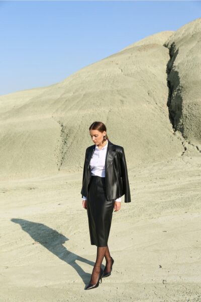 Siyah Deri Kalem Etek Siyah - 38