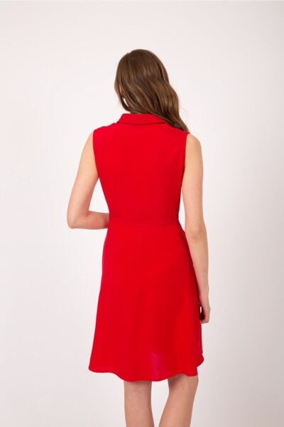 Kırmızı Kolsuz Elbise