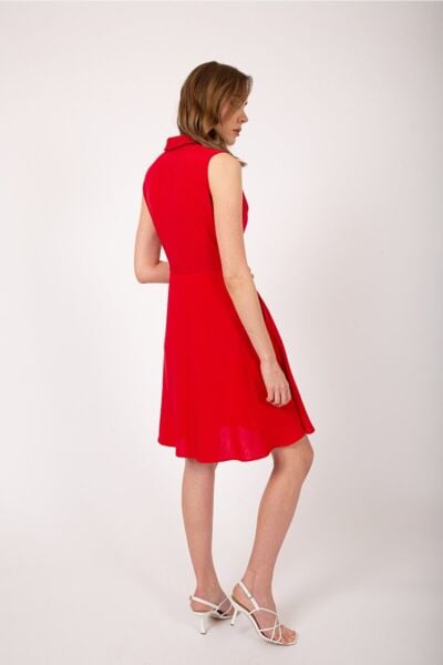 Kırmızı Kolsuz Elbise