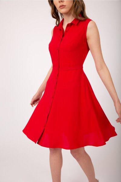 Kırmızı Kolsuz Elbise KIRMIZI - 42