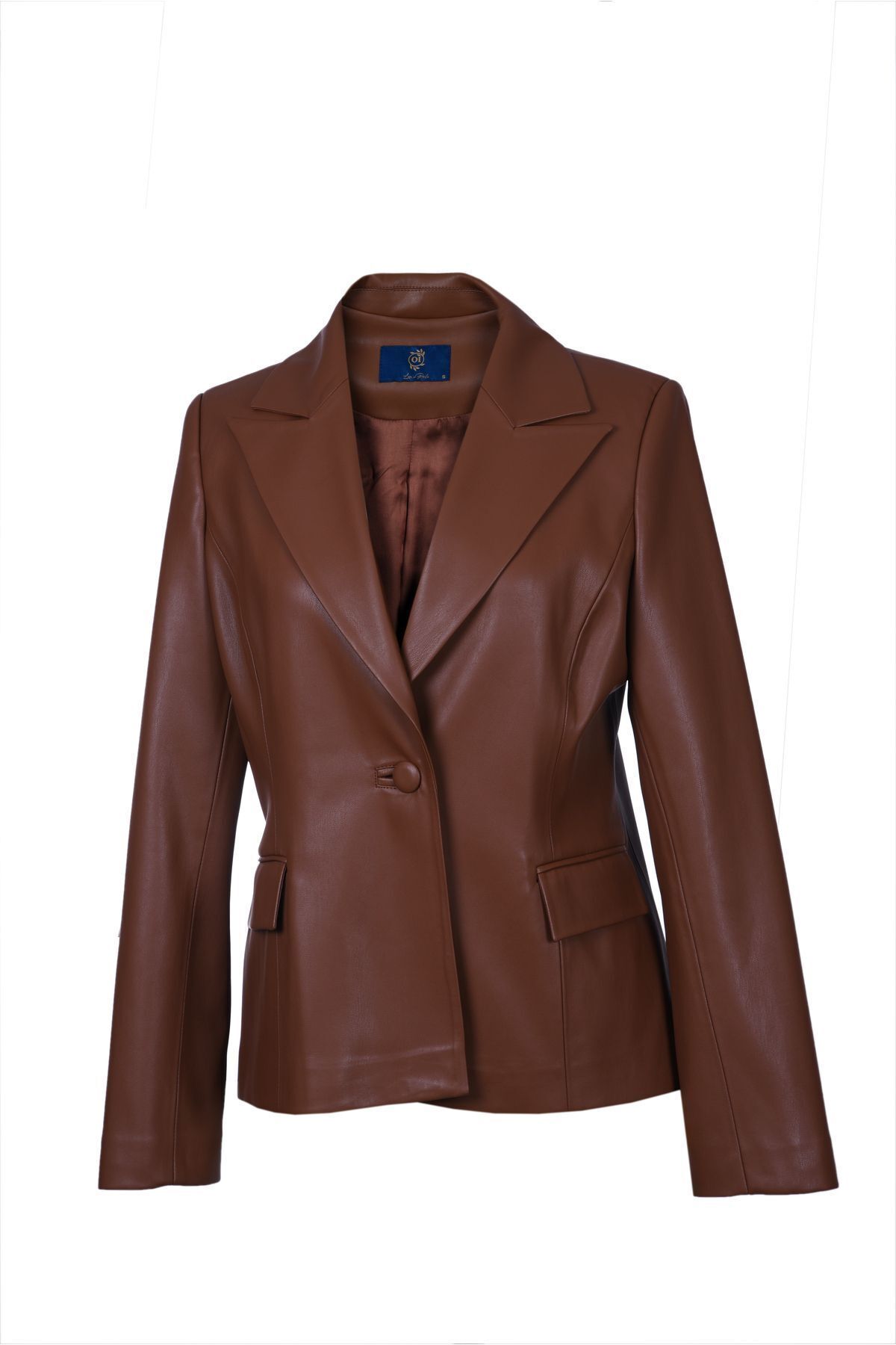 Kahverengi Blazer Deri Ceket Kahverengi - 38