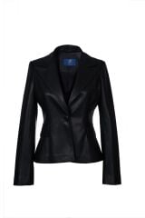 Kahverengi Blazer Deri Ceket Siyah - 36