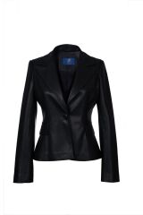 Kahverengi Blazer Deri Ceket Siyah - 38