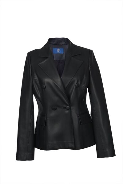 Kısa Blazer Deri Ceket