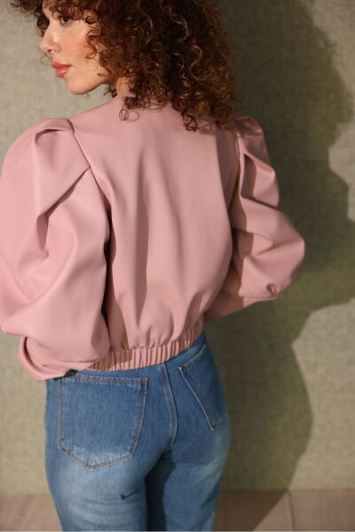 Prenses Kol Deri Ceket Mor - 36