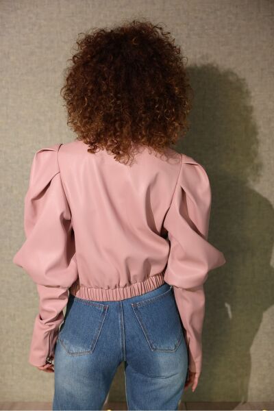 Prenses Kol Deri Ceket Mor - 38