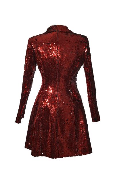 Pul Payet Ceket Elbise 42 - KIRMIZI