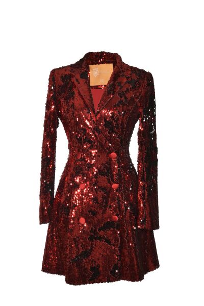 Pul Payet Ceket Elbise 38 - KIRMIZI