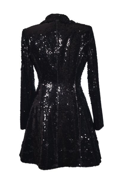 Pul Payet Ceket Elbise Siyah - 40