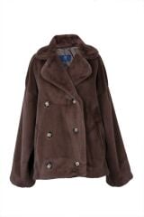 Kısa Kürk Peluş Mont Kahverengi