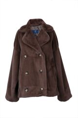 Kısa Kürk Peluş Mont Kahverengi - 42