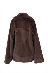 Kısa Kürk Peluş Mont Kahverengi - 42