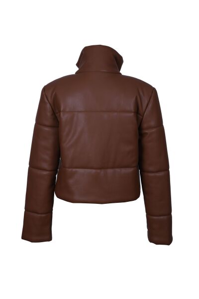 Deri Şişme Mont Bordo - 40