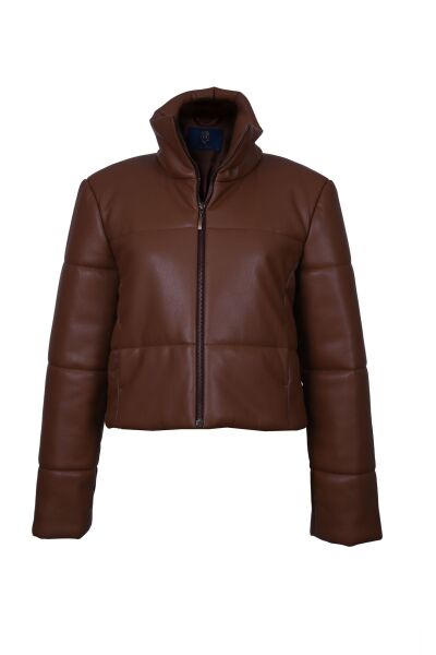 Deri Şişme Mont Bordo - 42