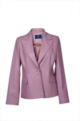 Kahverengi Blazer Deri Ceket 36 - Pembe