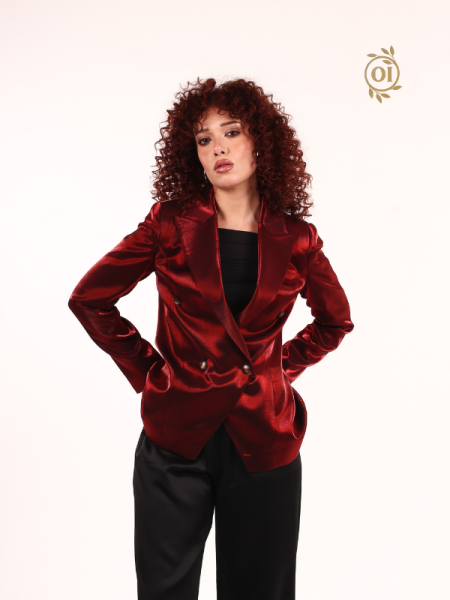 Oilemaperla Bordo Saten Ceket