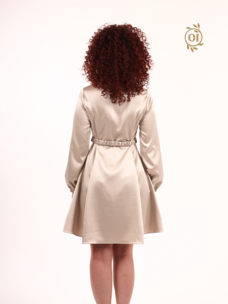 Oilemaperla Kemer Vizon Saten Gömlek Elbise